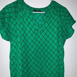 Banana Republic Bright Green/ Black Detailed Blouse